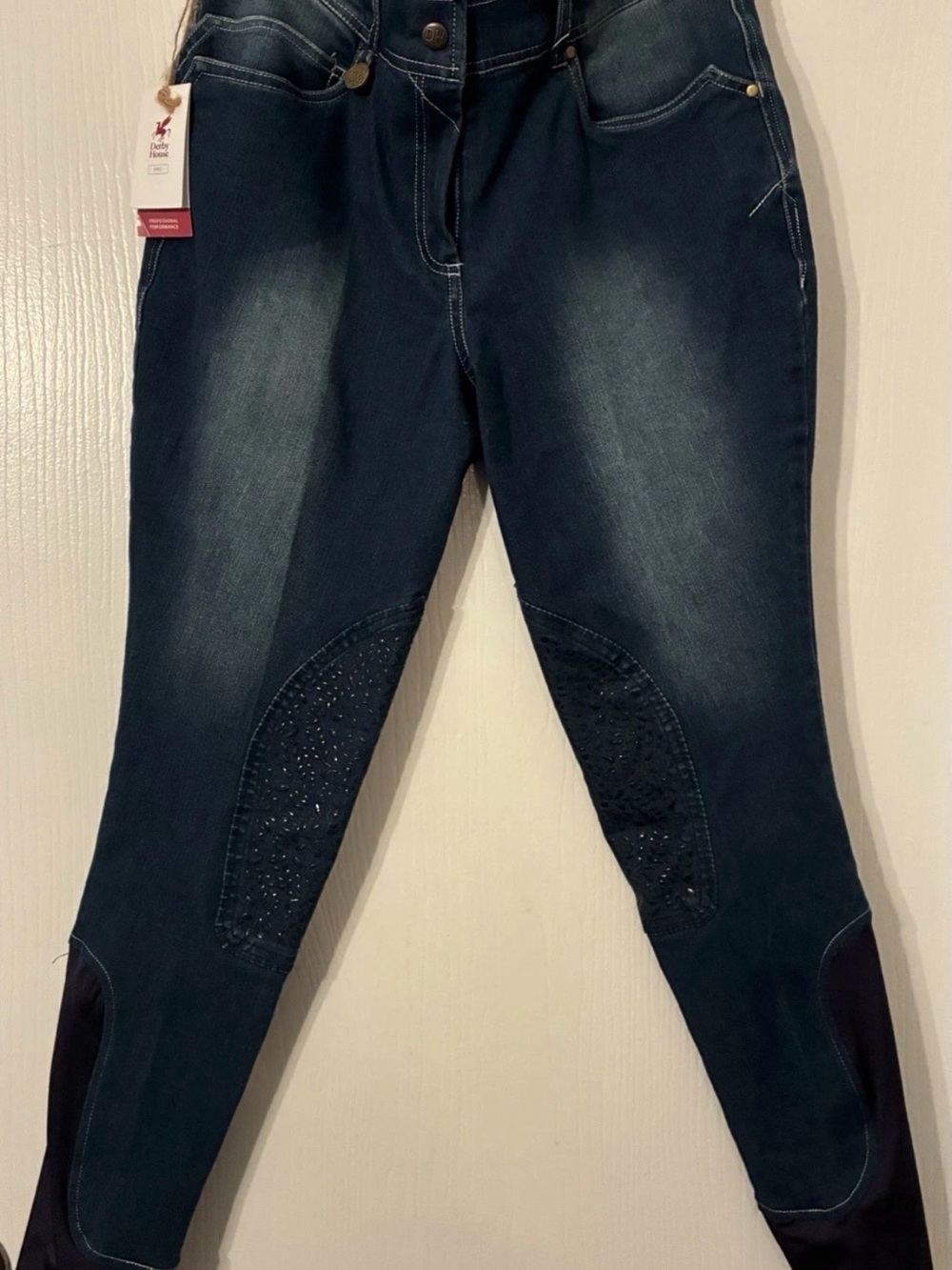 Women’s Dark Blue Riding Breeches Embellished Jeans UK 32/EU42 US12/14